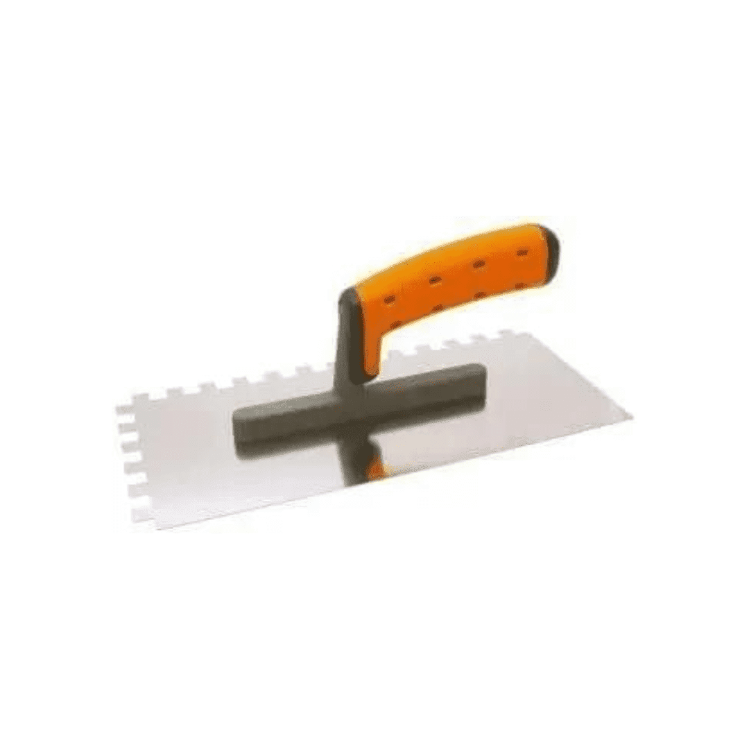 Solid Stainless Steel 10mm Notched Trowel for Rendering & Tiling (130mm x 270mm)