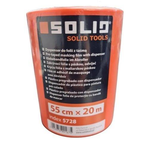Solid® - Pre Taped Masking Film With Dispenser 55cm x 20m Painter's Film Protective Film for Painting with Adhesive Tape - Image 4