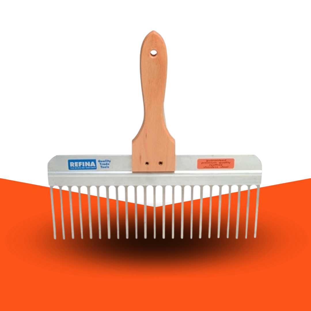 Refina 12 inch comb render scarifier with 90mm stainless steel prongs