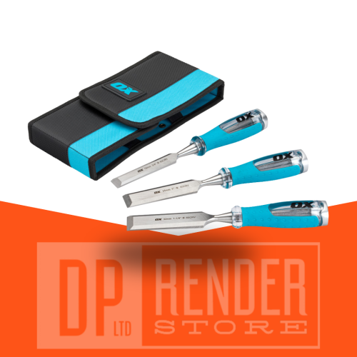 OX Pro 3 Piece Wood Chisel Set in Velcro Case – 13mm, 19mm & 25mm
