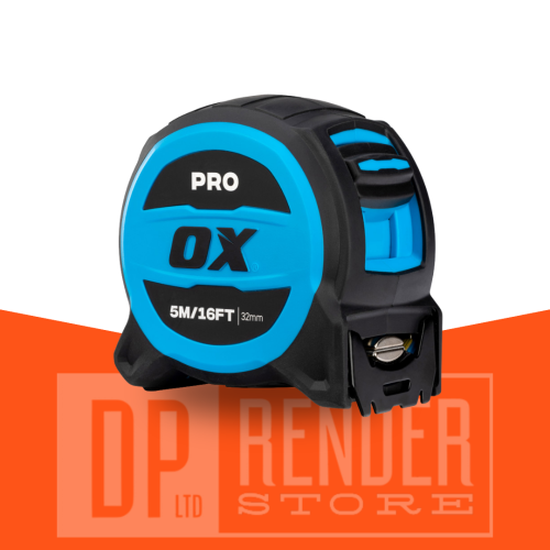 OX Pro 5m/16ft Tuff Blade Tape Measure – Magnetic Dual Hook & 32mm Wide Blade