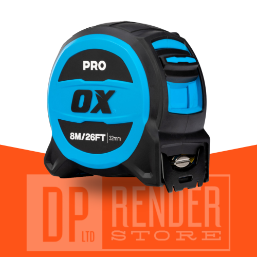 OX Pro 8m/26ft Tuff Blade Tape Measure – Magnetic Dual Hook & 32mm Wide Blade